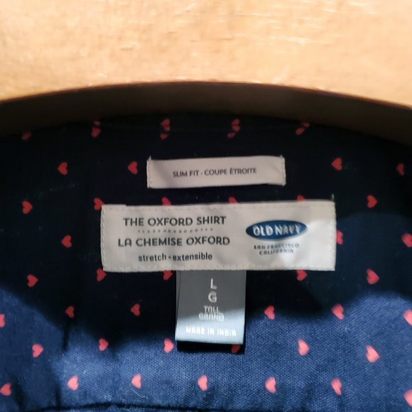 Old Navy Mini Heart Oxford Button Down Large Tall - Picture 5 of 9